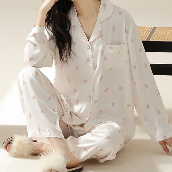 Sweet Hearts – Classic Satin Pajama Set